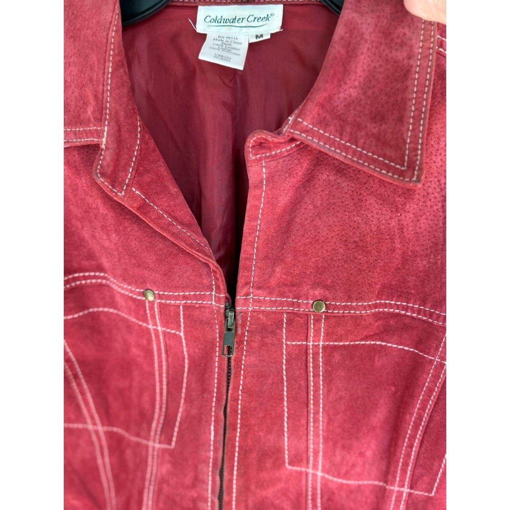 Coldwater Creek Rust Fall Suede Leather Jacket‎ Sz M City Office Career Business - Picture 4 of 9